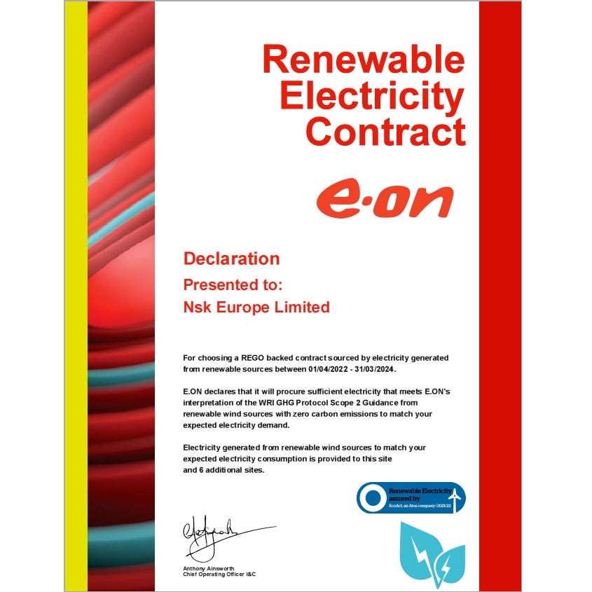 Renewable Electricity Contract, E-On, NSK Europe Ltd. Renewable Electricity Contract, E-On, NSK Europe Ltd.