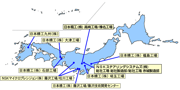 日本の主な生産拠点の紹介