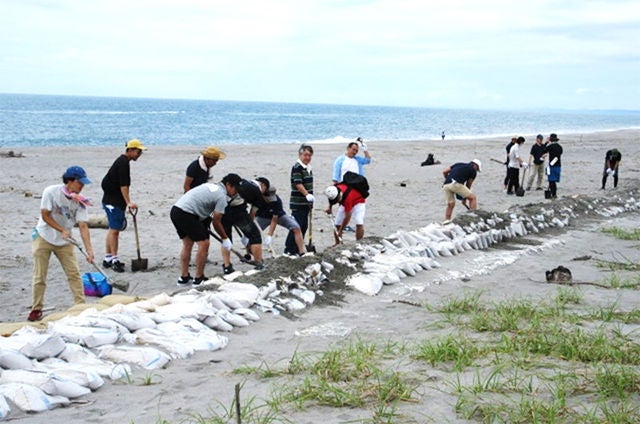 [Shizuoka in Japan] NSK-Warner K.K., Chitose Sangyo Co., Ltd. Since FY2020, these companies have conducted dune protection activities and hands-on learning along the Enshu-nada Coast at Nakatajima Sand Dunes, Hamamatsu City, under the guidance of an NPO. In FY2023, 95 people (employees and their family members) participated in collecting marine debris, dune restoration activities, and observing baby turtles and coastal plants.