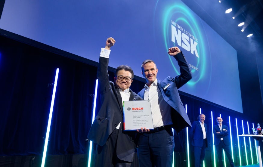 NSK celebrates its achievement in the Raw Materials and Components category at the Bosch Global Supplier Awards 2023. Photo: Bosch, NSK celebrates its achievement in the Raw Materials and Componen NSK, Bosch Global Tedarikçi Ödülleri 2023'te