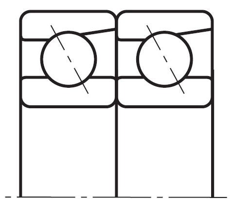 Matched Angular Contact Ball Bearings 背面組合せ形 DB  (例)7208ADB