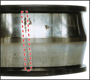 A cracked inner ring.