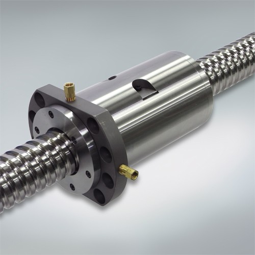 Ball screw with nut cooling